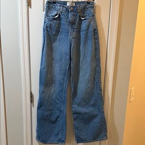 Reformation Cary High Rise Slouchy Wide-Leg  Jeans in Blue Denim Size 28